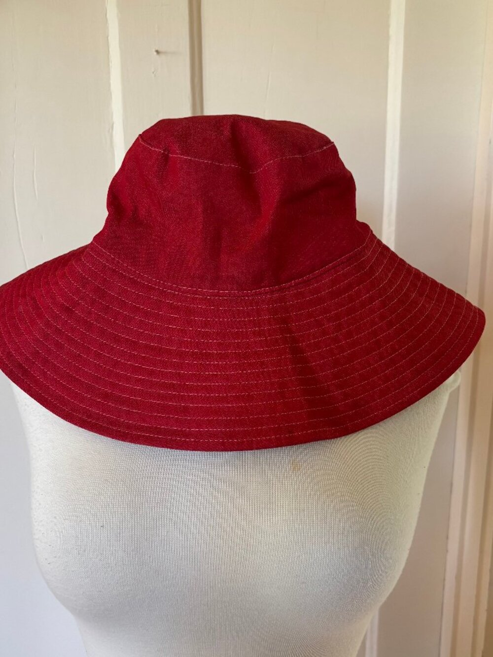 Bright Red Wide Brim Bucket Hat Sonoma Cotton Foldable Travel Sun Cap